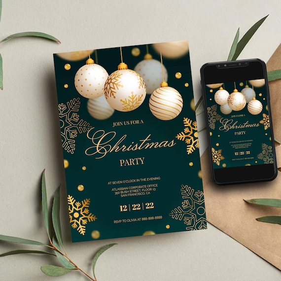 Christmas Party Invitation Editable Template, Printable Christmas Invite for Holiday Party, Christmas Invite, Christmas Invitations Download