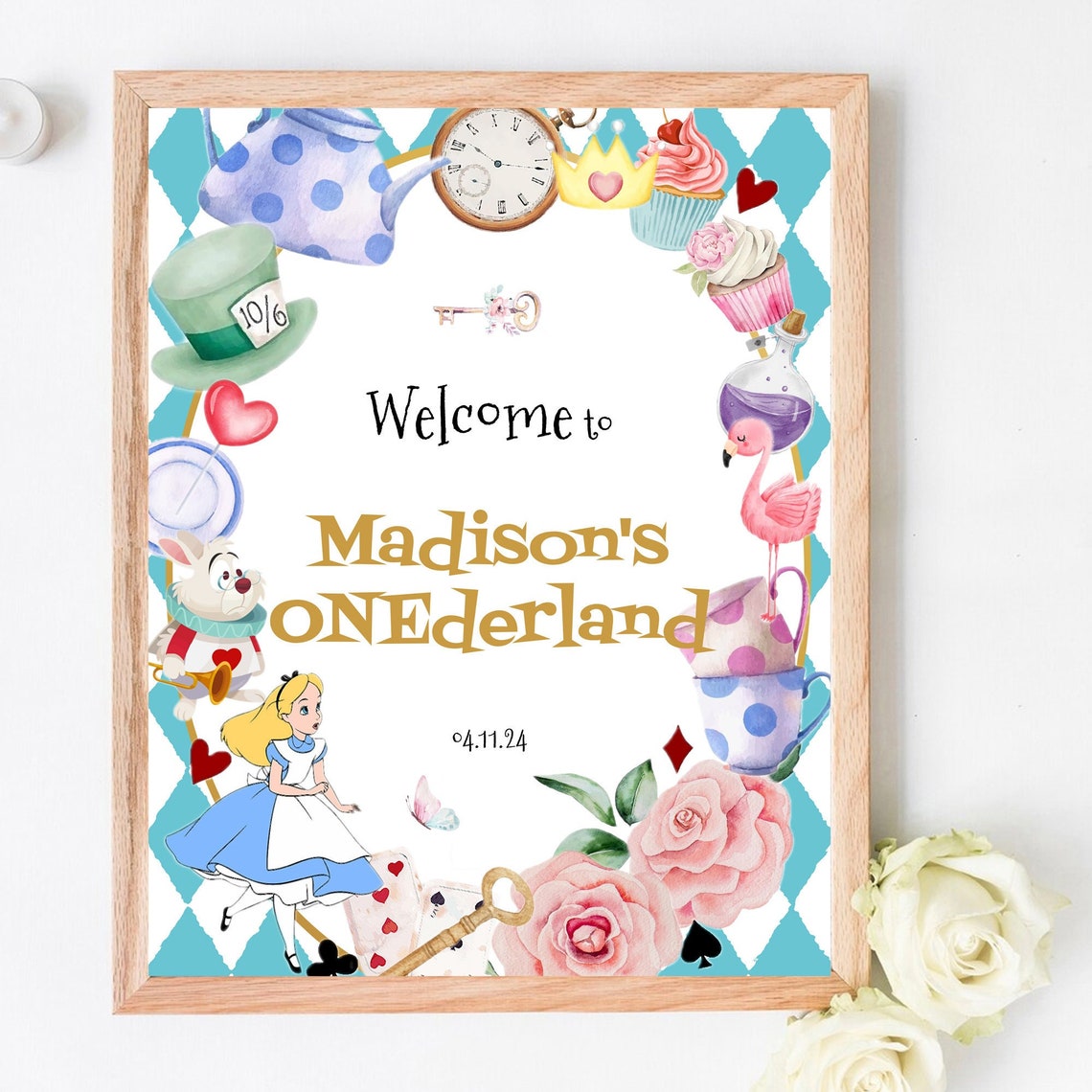 Alice Sign Alice in Wonderland Welcome Sign Template, Instant Editable Alice in ...