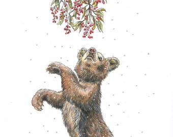 Winter Bear Illustration / art print / A5 and A4 size