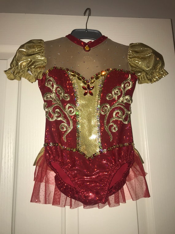 red and gold dance costume