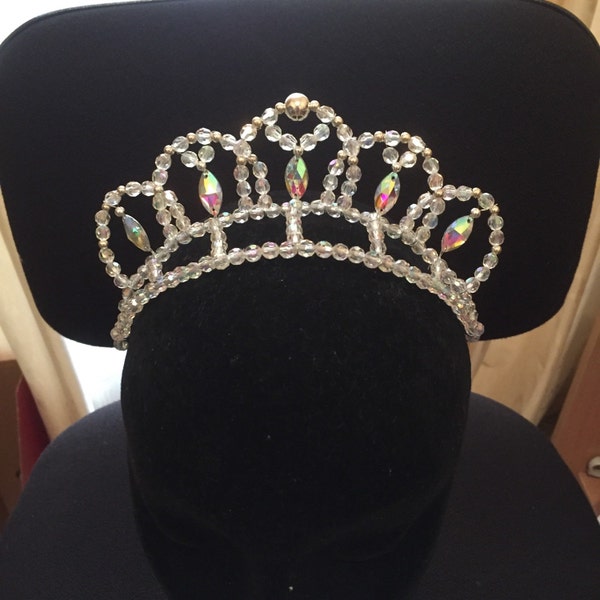 Ballet tiara with ab eye shaped rhinestones - lots of colours available