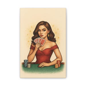 Poker Night Wall Art - Glamorous Casino Decor, Vintage Card Game Print, Perfect for Game Rooms, Gifts for Gamblers, Fun Party Decor