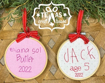 Monogrammed Custom Handwriting Christmas Ornament - Personalized Ornament Keepsake - Child's Handwriting Personalized Christmas Ornaments