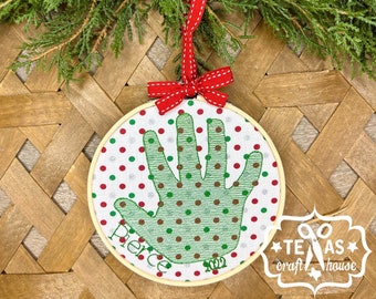 Monogrammed Custom Handprint Christmas Ornament - Personalized Ornament Keepsake - Child's Handprint Personalized Christmas Ornaments