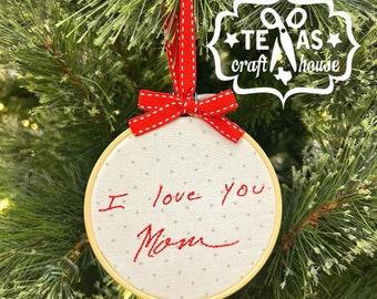 Monogrammed Custom Handwriting Christmas Ornament - Personalized Ornament Keepsake - Loved One's Handwriting Christmas Ornaments