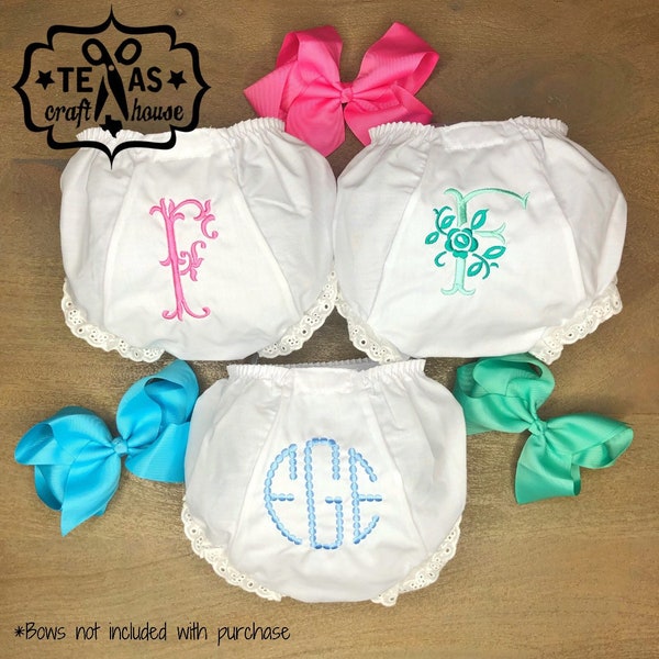 Monogrammed Bloomers - Monogrammed Lace Diaper Cover - Lace Bummies - Personalized Diaper Cover - Lace Bloomers - Baby Girls Bloomers