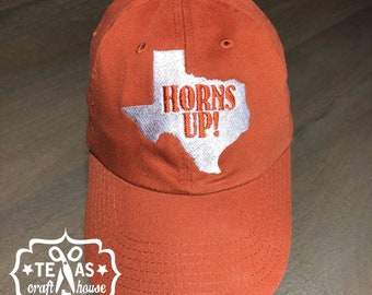 Horns Up Baseball Hat | Tailgating Hat | Graduation Gift Idea | Monogrammed Hat