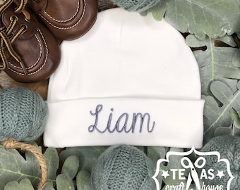 Monogrammed Newborn Baby Hat - Embroidered Newborn Baby Hat - Baby Hat - Birth Announcement - Baby Beanie