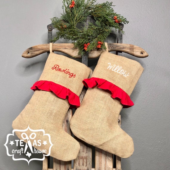 Buy Monogrammed Burlap Christmas Stocking Burlap Christmas