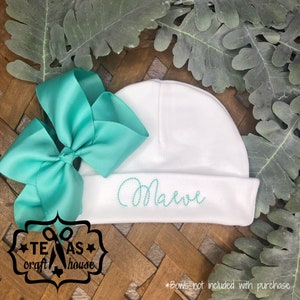 Monogrammed Newborn Baby Hat Embroidered Newborn Baby Hat Baby Hat Birth Announcement Baby Beanie image 4