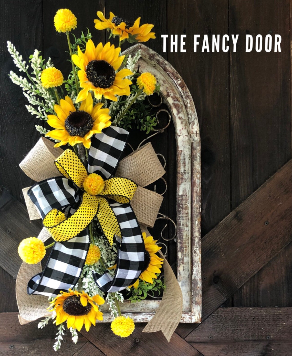 Sunflower arrangement farmhouse door decor sunflower door Etsy