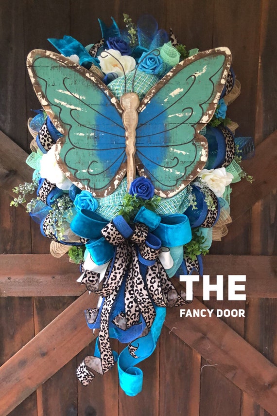 Butterfly wreath spring wreath butterfly decor leopard | Etsy