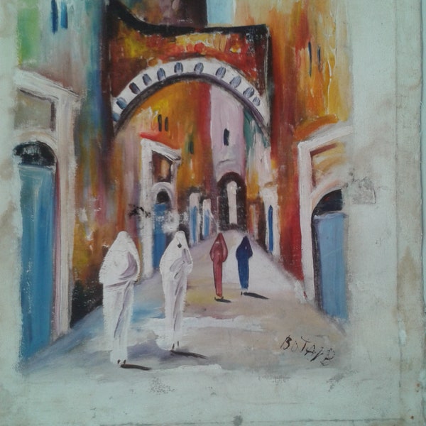 Huile sur toile ( médina de Marrakech.MAROC).