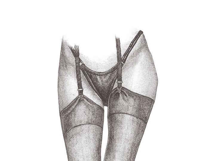 Fine Art Giclée Prints / Jezebel (grey) / limited edition, modern living, sexy girl, vintage erotic, pinup poster, naked,