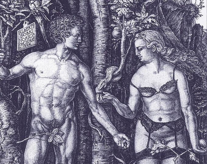 Fine Art Giclée Print | Surrealism | Adam & Eve | Indigo Blue | Limited Edition | Classic Vintage Art