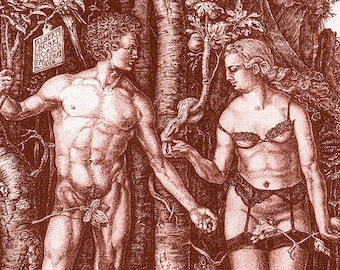 Fine Art Giclée Print | Surrealism | Adam & Eve | rust red | Limited Edition | Classic Vintage Art