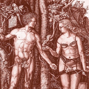 Fine Art Giclée Print | Surrealism | Adam & Eve | rust red | Limited Edition | Classic Vintage Art