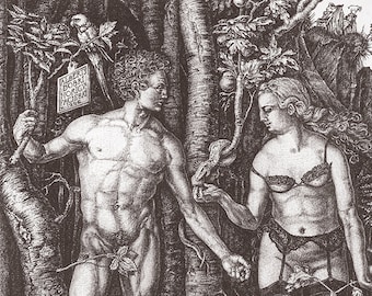 Fine Art Giclée Print | Surrealism | Adam & Eve | Grey | Limited Edition | Classic Vintage Art