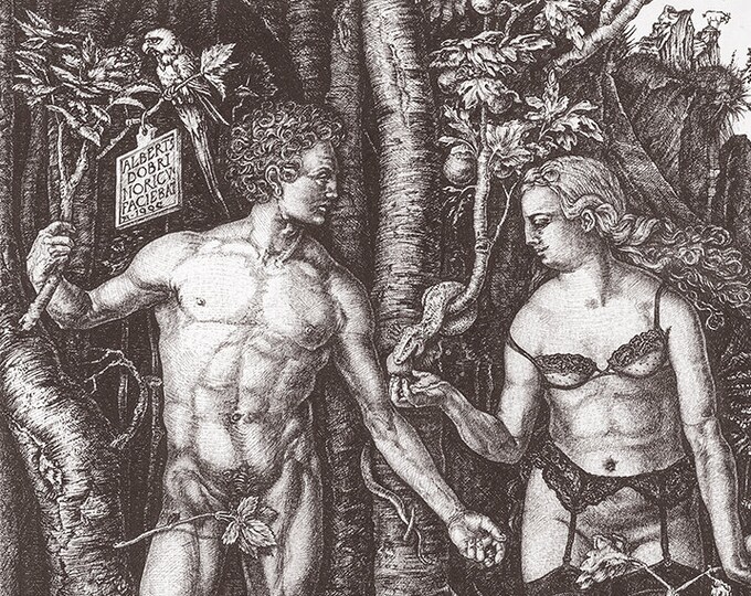 Fine Art Giclée Print | Surrealism | Adam & Eve | Fog Grey | Limited Edition | Classic Vintage Art
