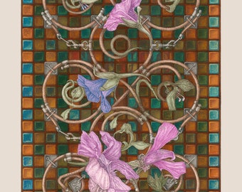 Konsttryck, Gicléetryck, Limited edition / Fleurs du Mal II / Antik, Vintage, Klassiskt, Surrealistiskt, Barock