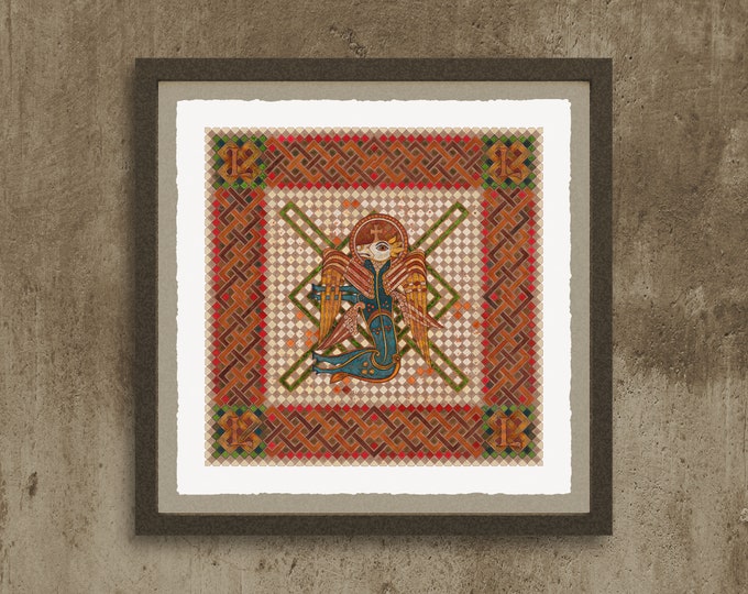 Fine Art Giclée Prints, The 4 Evangelist Symbols - inspired by the Book of Kells. Luke. (different sizes)