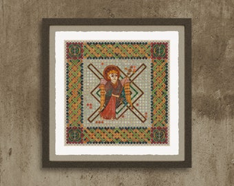 Art Print, Giclée Print, Antique, vintage, Classic, Les 4 symboles évangélistes - Livre de Kells. Matthieu.