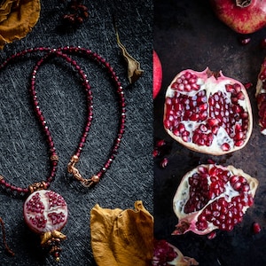 Pomegranate Necklace Garnet necklace Pomegranate Jewelry Garnet Jewelry Fruit Pendant January Birthstone Mothers Day Gift 2nd anniversary