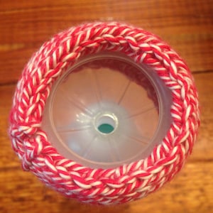 Large Aerokat Feline Asthma Inhaler KNIT COVER: Candy Cane