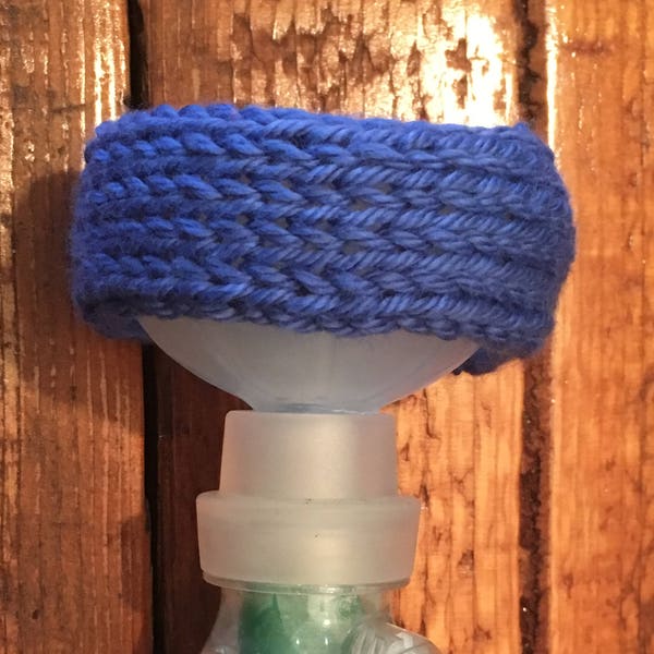 Small Aerokat Feline Asthma Inhaler KNIT COVER: Blue