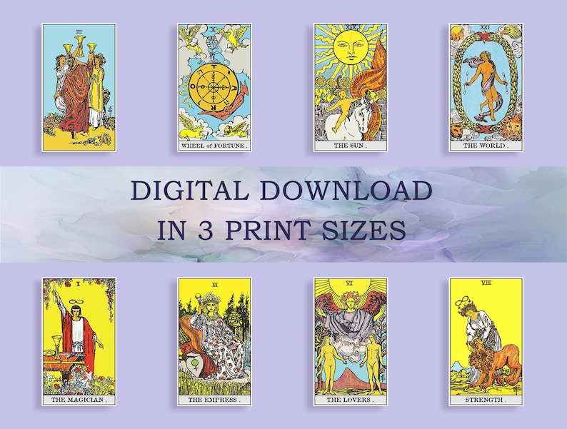 Baraja de Tarot Rider-Waite-Smith: 78 imágenes de cartas en alta resolución listas para imprimir (descarga digital en 3 tamaños) imagen 1