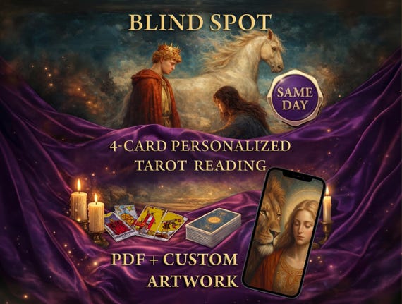 Blind Spot Tarot Reading | 4 Card Personalized Tarot PDF + Custom Digital Art