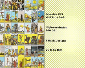 Baraja de Tarot Rider-Waite-Smith Mini de Alta Resolución Lista para Imprimir / 78 Cartas Un PDF