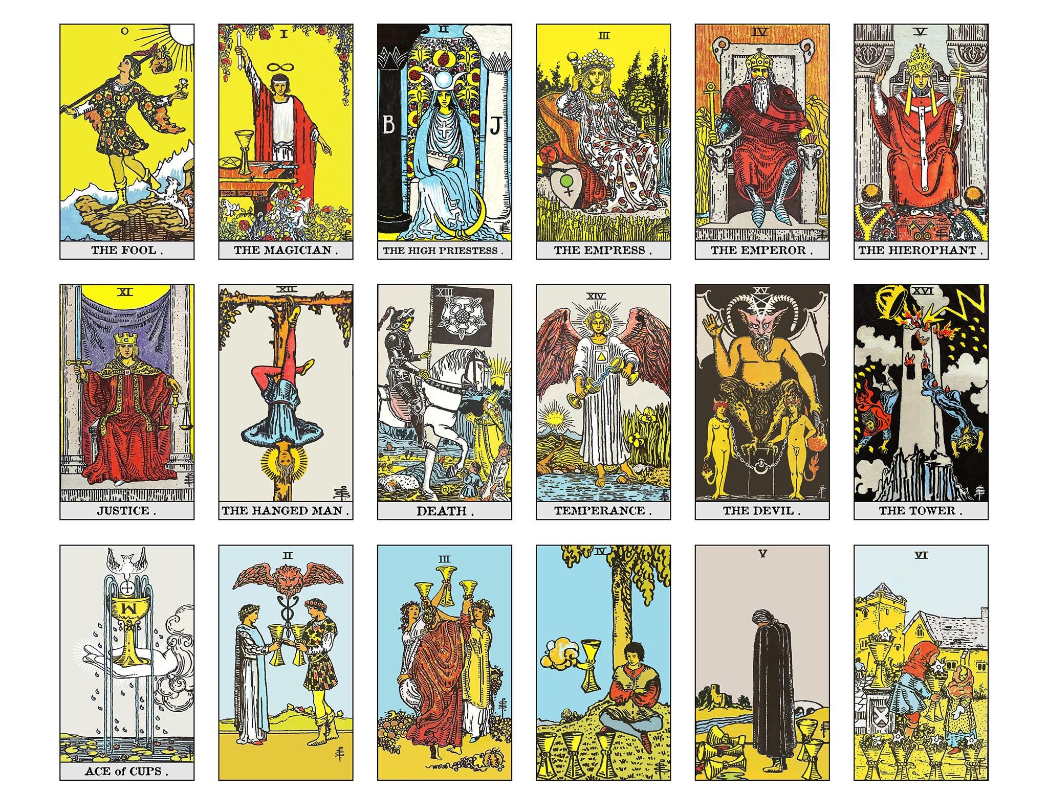 Star Rider Waite Rider-waite-smith Tarot Poster: 78 Card Layout Guide (digital Print) - Etsy