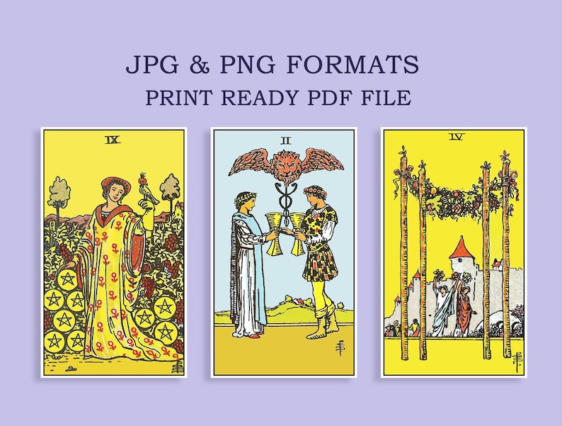 Baraja de Tarot Rider-Waite-Smith: 78 imágenes de cartas en alta resolución listas para imprimir (descarga digital en 3 tamaños) imagen 7