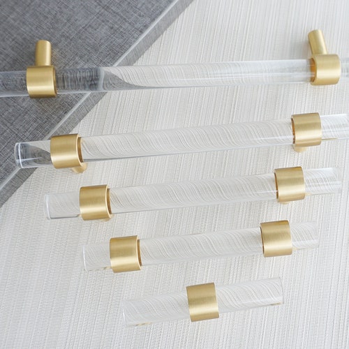 3 78 5 Cabinet Door Knob Pull Handle Brushed Gold Etsy