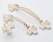 2.5 quot 3.78 quot Dresser Hardware Drawer Pull French Country White Gold Cabinet Door Pulls Handles Knobs Shabby Chic Knob Fleur De Lis 64 96 mm