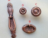 Antique Copper Drawer Pulls Handles Knobs Dresser Knobs Kitchen Cabinet Knob Pull Handle Drop Vintage Door Knob Hardware Back Plate Retro