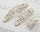 Shabby Chic Dresser Pulls Handles Drawer Knobs White Gold Silver French Country Kitchen Cabinet Handle Pull Antique Furniture Hardware