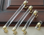 Adjustable Hole Spacing 2.5 39 39 to 6.3 39 39 Acrylic Drawer Pulls Kitchen Cabinet Door Handle Pull Clear Gold Dresser Knobs Glass Look Knob Decor