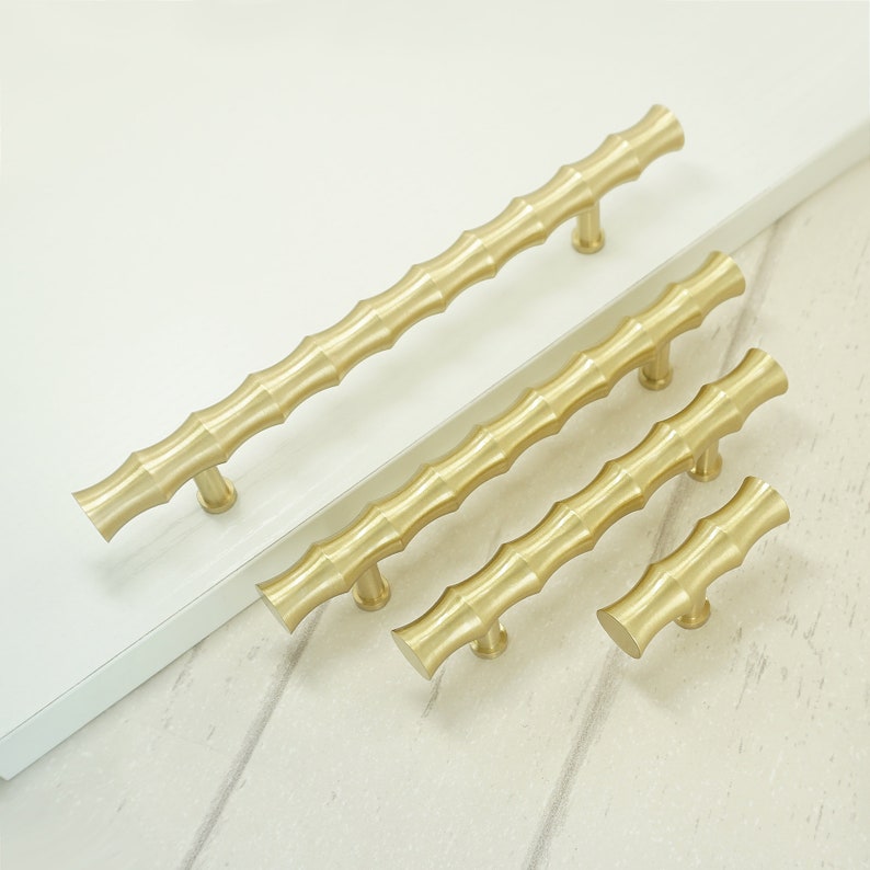 345Brass Bamboo Drawer Pulls Gold Dresser Etsy