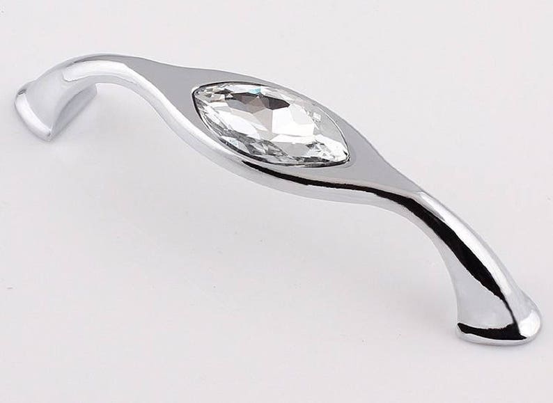 3.78/'/' 5/'/' Silver Chrome Dresser Handle Glass Crystal Drawer Pulls Handles Knobs Cabinet Handle Door Pull Knob Furniture Hardware 96 128mm