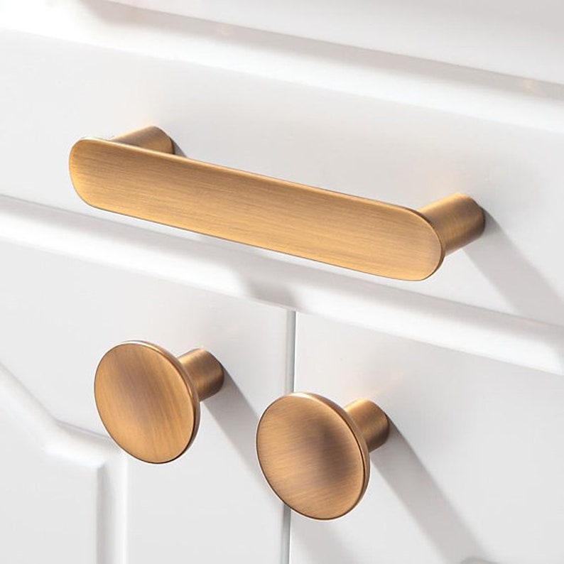 3.78 5 6.3 Brushed Brass Door Handles Knobs Etsy