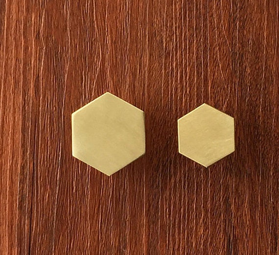1'' 1.25'' Brass Hexagon Knobs Knob Etsy