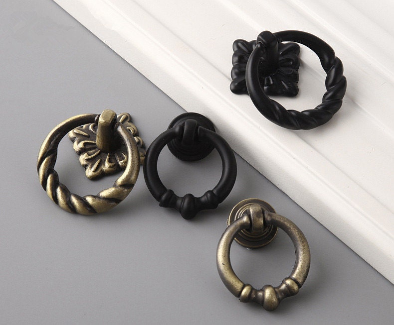 Vintage Drawer Ring Pulls Drop Dresser Knobs Drawer Knob Etsy