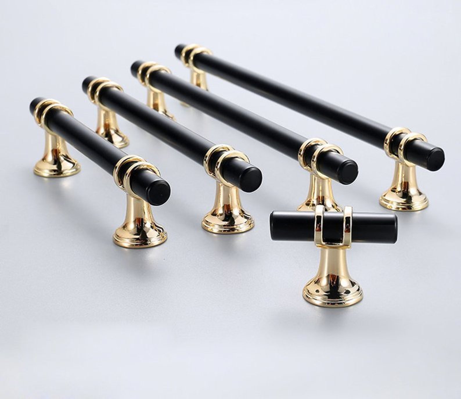 Black Gold Drawer Knobs Pulls Highend Kitchen Handles Etsy