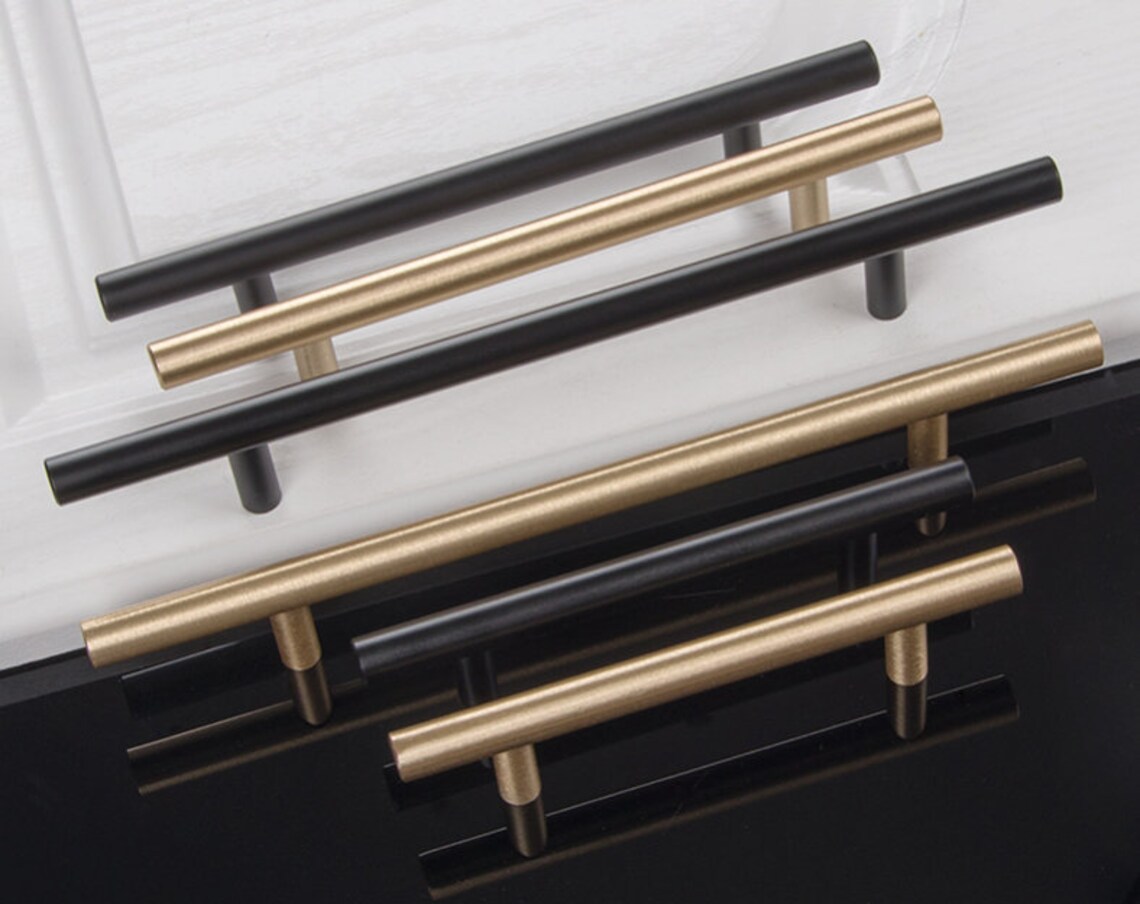 Brushed Gold Drawer Pulls Bar Pulls Door Handles Knobs Etsy