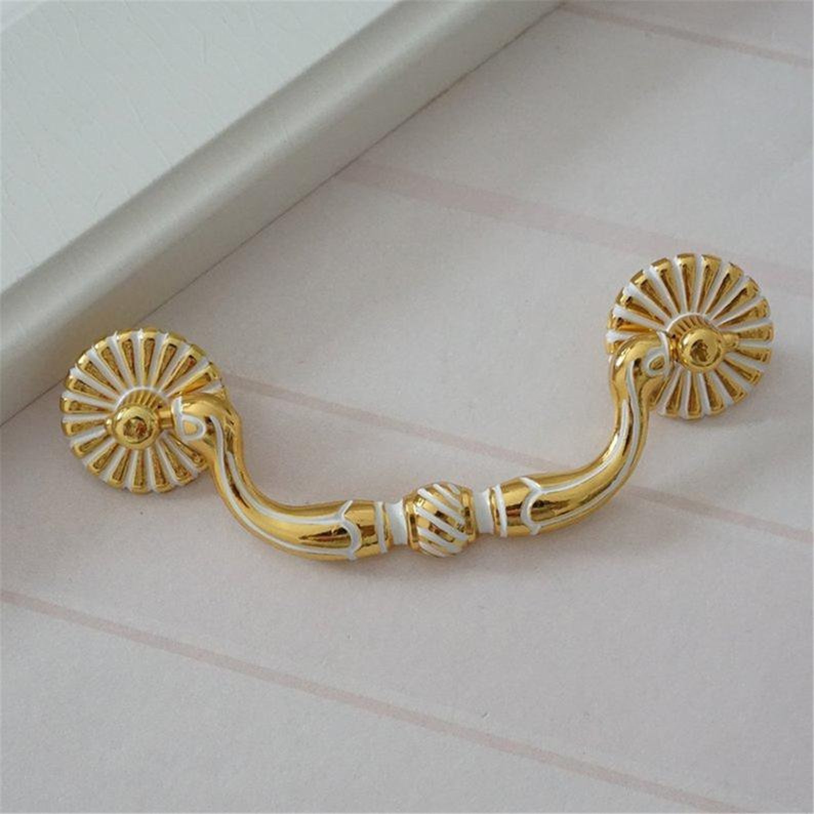 3.5 Gold White Drawer Knobs Handles Antique Bronze Drop Etsy