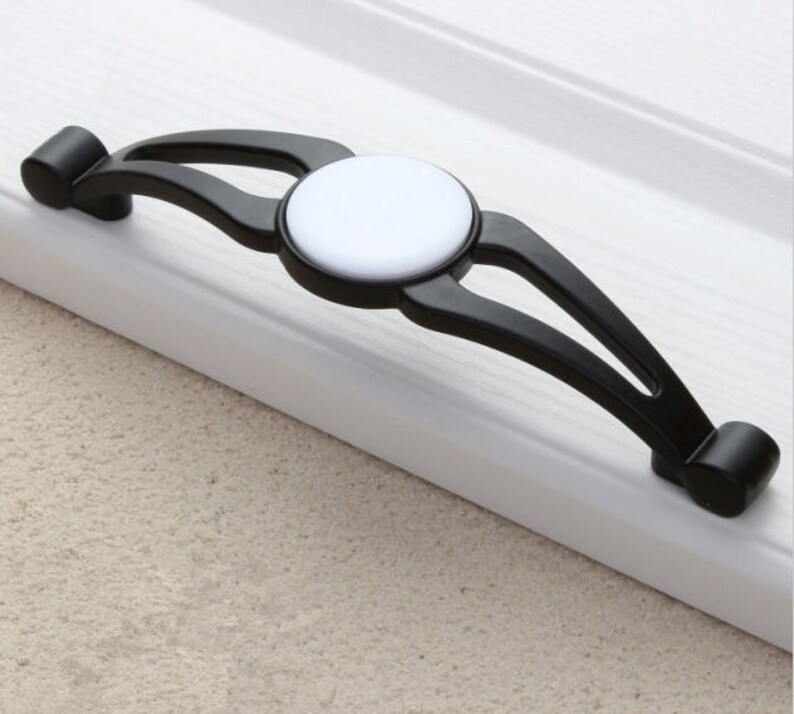 5 Black White Ceramic Cabinet Handles Pulls Door Handle Drawer Pull Knobs Porcelain Cupboard Decorative Hardware 128mm