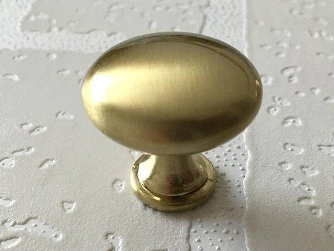3 Brushed Gold Brass Cup Pulls Drawer Knob Pull Handles Etsy