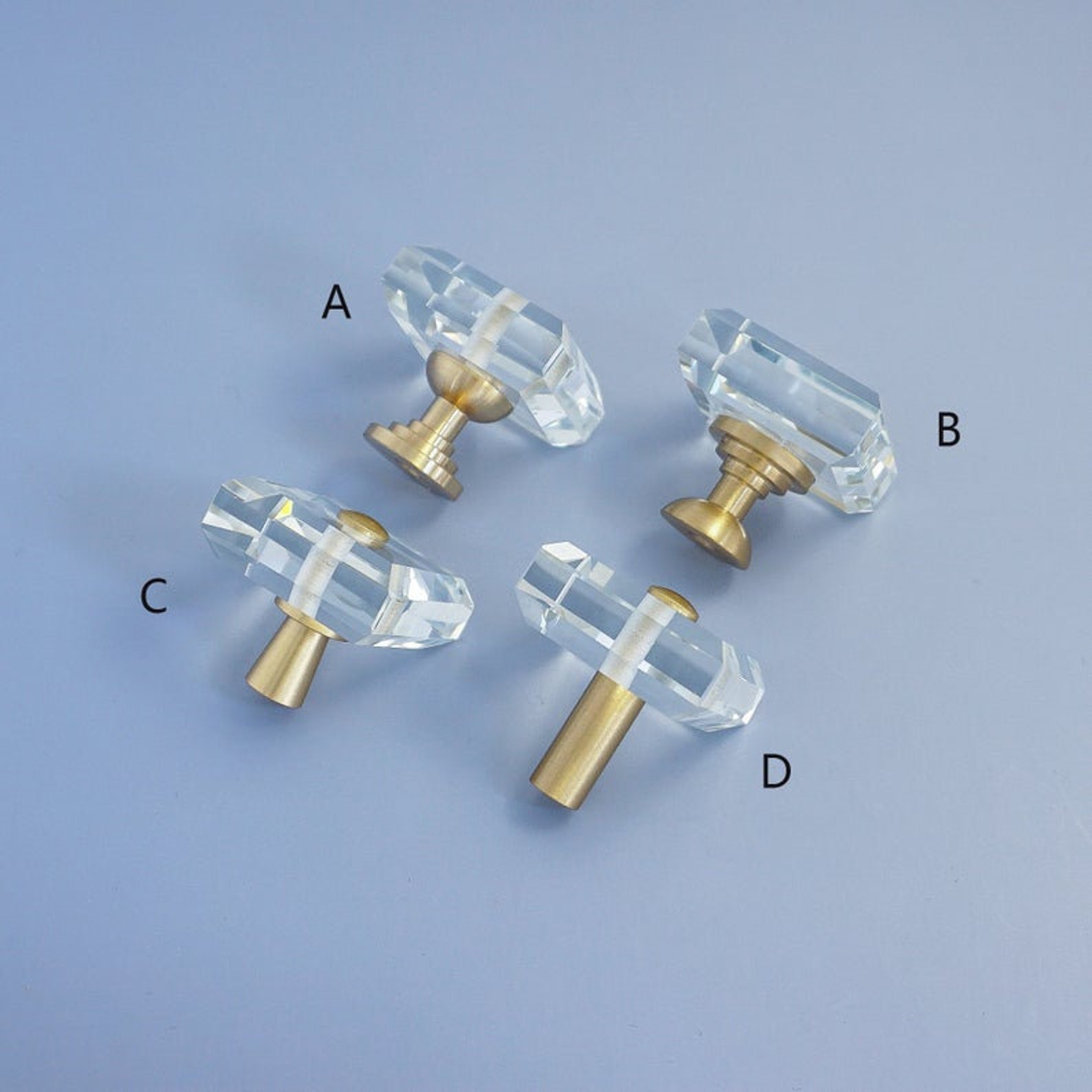 Square Clear Brass Acrylic Knobs Pulls Handles Kitchen Etsy